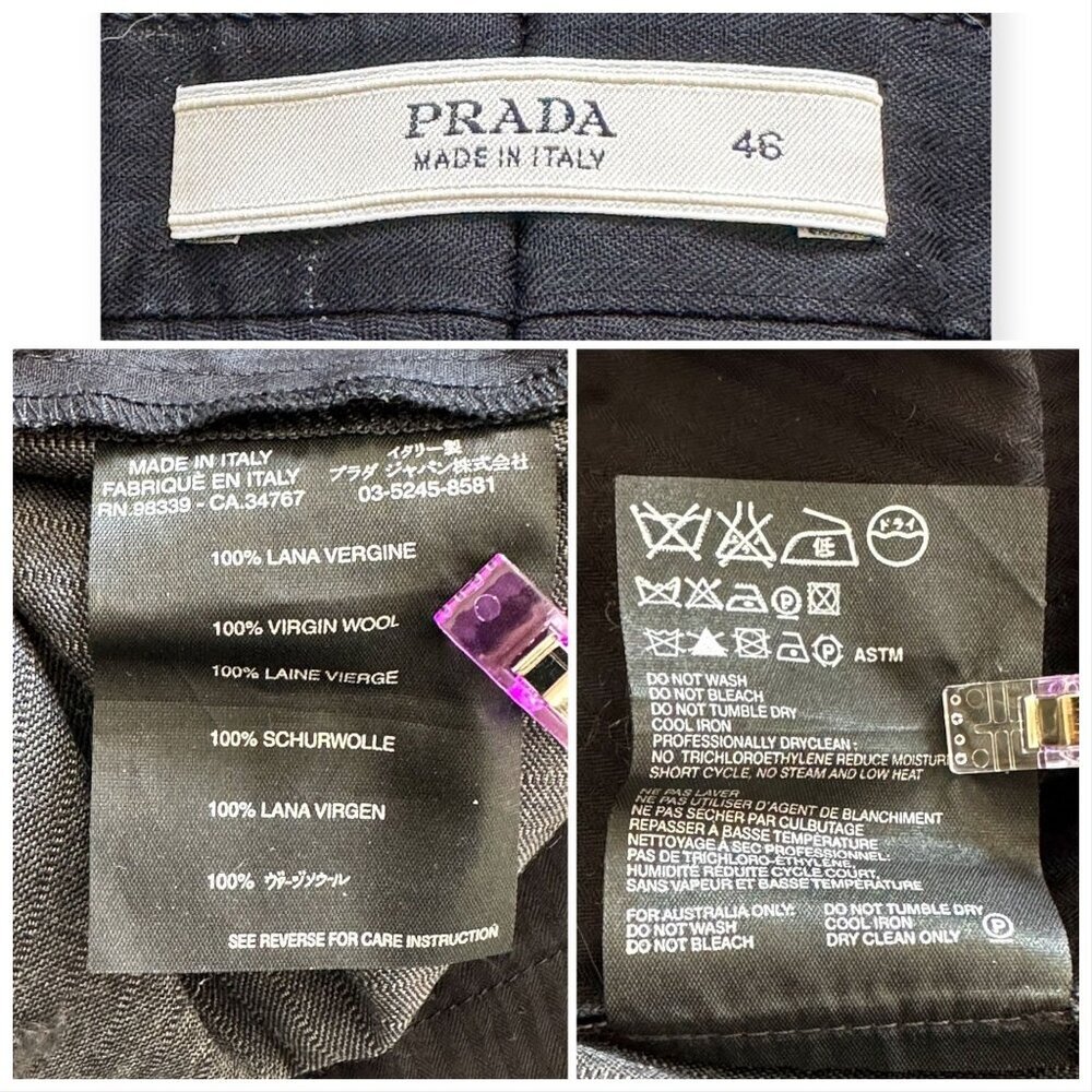 Prada Gray Wool FW2003 Pants w/ Belt Size 46 Italy - Picture 5 of 16